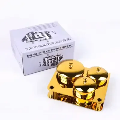 3 Piece Stainless Steel Powder and Liquid Set - Gold