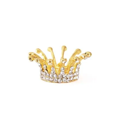 Small Crown Brush Holder - Gold with Rhinestones