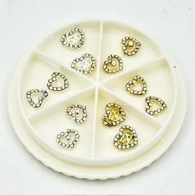 Art Pack #533 - Heart Charms - Rhinestones - 12 pcs