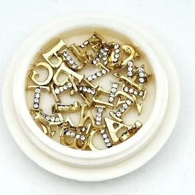 Letter Charms In Jar - Gold
