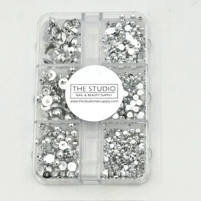 Art Pack #413 - Assorted Silver Pearls - 6 pcs