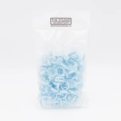 Lash Glue Heart Rings - Blue - 50 ct