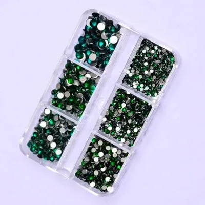 Art Pack #584 - Assorted Emerald Green Rhinestone - 6 pcs