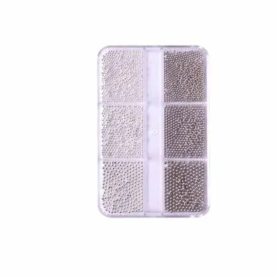 Caviar Beads - Silver and White - 6 pcs