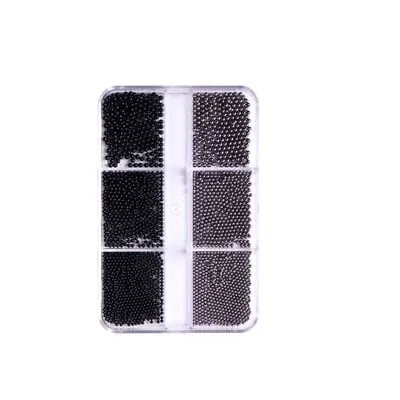 Caviar Beads - Black and Silver - 6 pcs