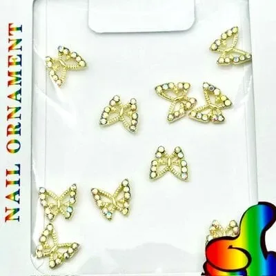 Art Pack #438 - Butterfly Charms - Gold Rhinestones