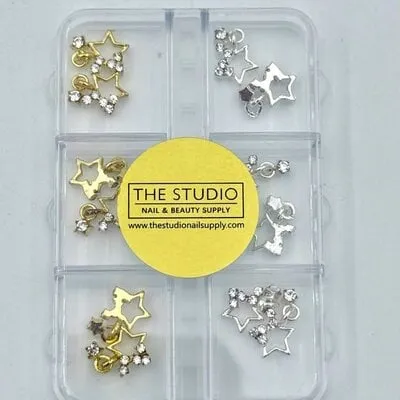 Art Pack #573 - Assorted Silver, Gold Star Charms