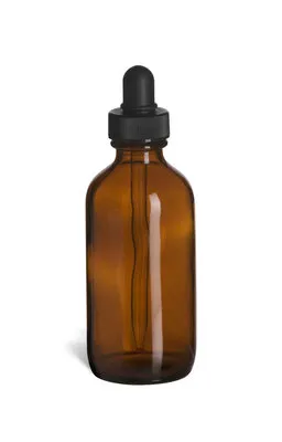 Glass Dropper Bottle - Amber Brown - 4 oz