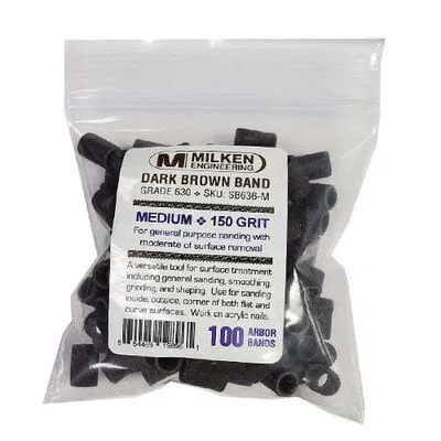Milken - Dark Brown Sanding Bands - 100 count - Medium - 150 Grit