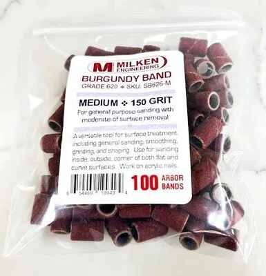Milken - Burgundy Sanding Bands - 100 count - Medium - 150 Grit