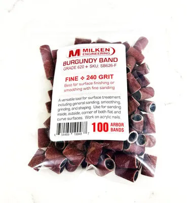 Milken - Burgundy Sanding Bands - 100 count - Fine - 240 Grit