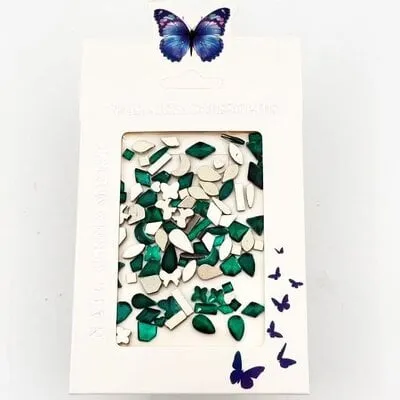 Art Pack #323 - Assorted Green Iridescent Rhinestones