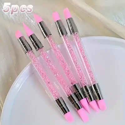 Silicone Pen - 2 Sided - Pink/Pink - 5 pcs