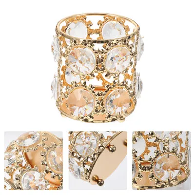 Circle Brush Holder w/ Circle Crystal - Gold