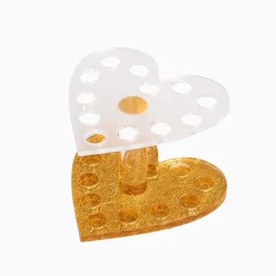 Brush Holder - 12 Holes - Heart - Gold