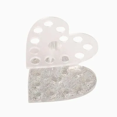 Brush Holder - 12 Holes - Heart - Silver